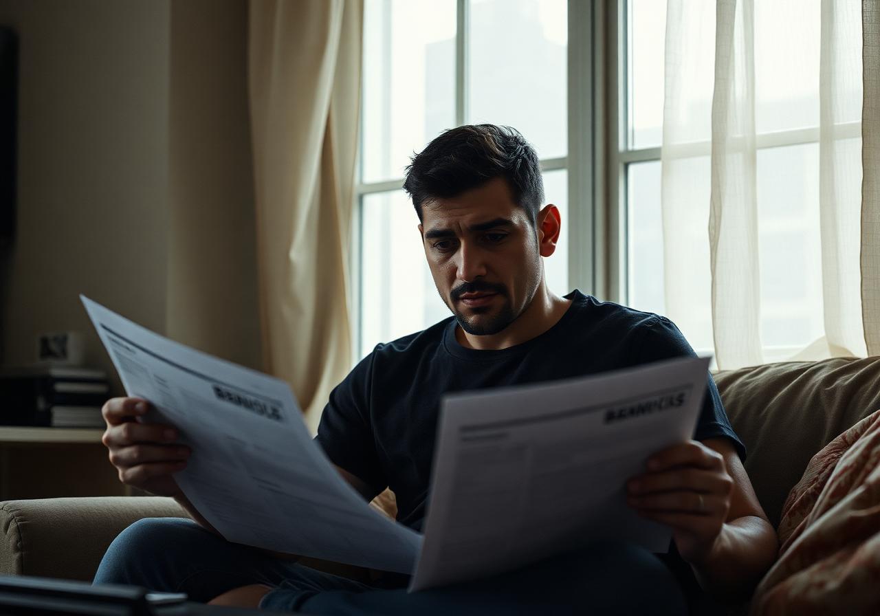 Pessoa preocupada com dívidas de financiamento